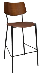 EZ Texas Black Metal Leg Light Walnut Back Barstool thumbnail 8