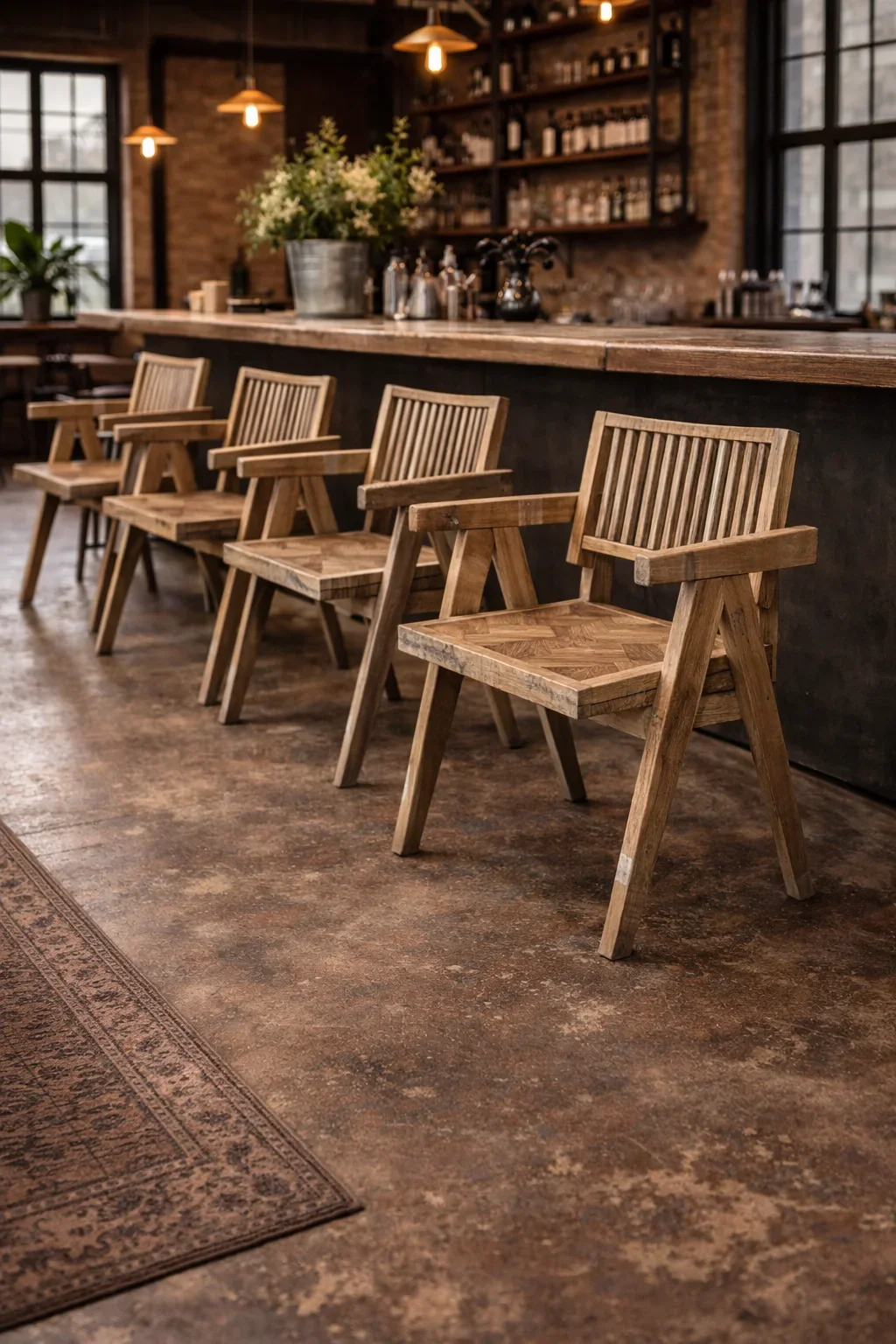 MF Morocco Carver Solid Timber Parquetry Seat Dining Chair