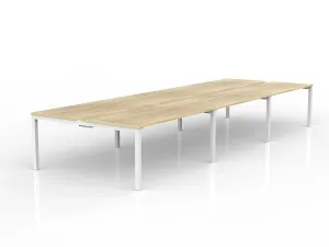 OL Axis 6-User Double Sided Workspace – Oak Top with White Frame thumbnail 2