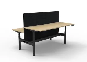 RL Halo+ Height Adjustable Back to Back 2 User Workstation with Black Eco Panel Screen thumbnail 1