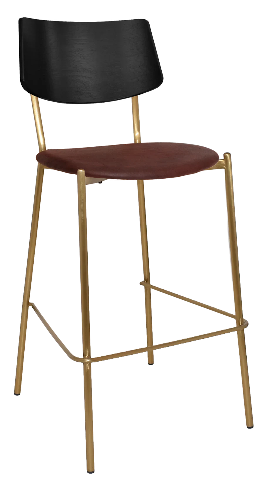 EZ Texas Brass Leg Barstool with Black Veneer Back