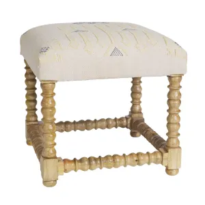 SH Nobbin Timber Leg Fabric Seat Ottoman Natural thumbnail 1