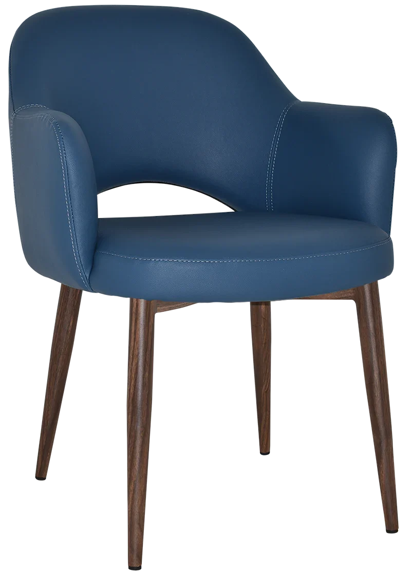 EZ Albury Walnut Colour Metal Leg Upholstered Hospitality Dining Armchair