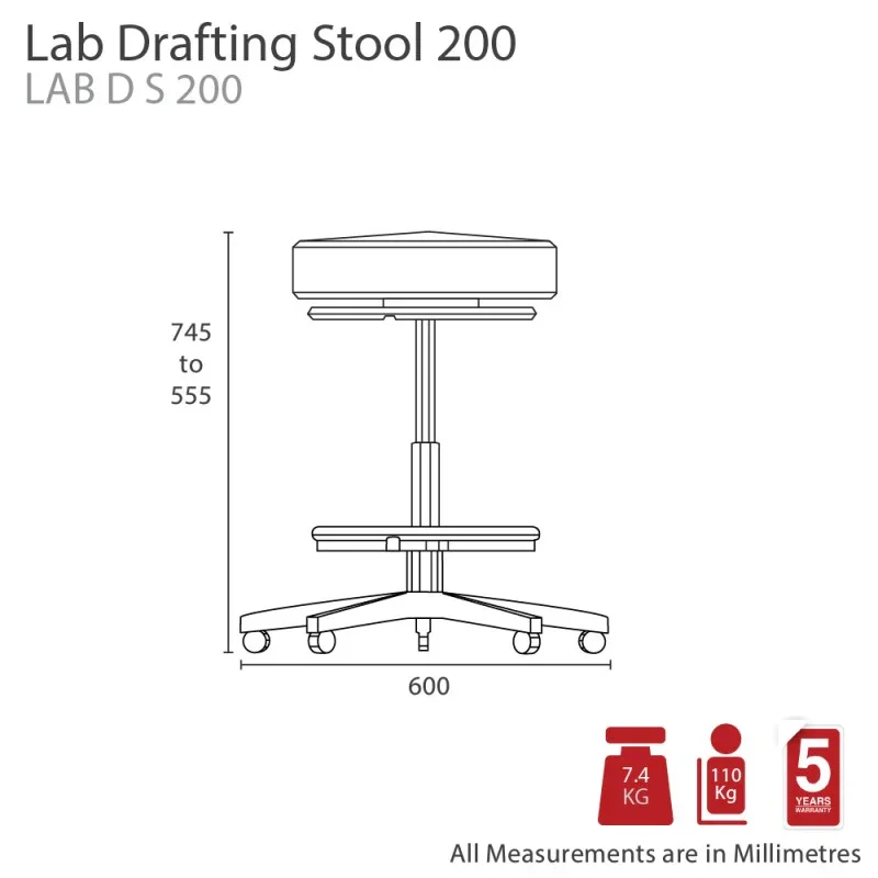 MA Lab PU Upholstered Drafting Stool