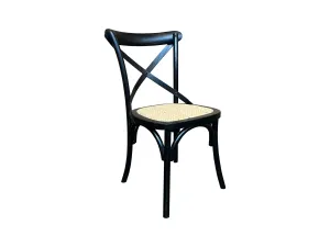 MF Cross-Back Solid Timber Frame Rattan Seat Dining Chair thumbnail 1