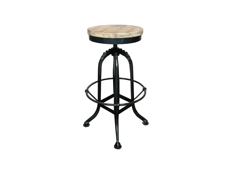 MF Industrial Iron Solid Timber Top Metal Leg Bar Stool