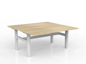 OL Agile Fixed Height Shared Desk – Oak Top with White Frame thumbnail 6