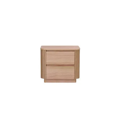 MD Spring Solid Timber 2 Drawer Bedside Table
