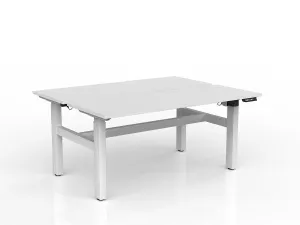 OL Agile 2 Column Electric Height Adjustable Shared Desk White Top White Frame thumbnail 9