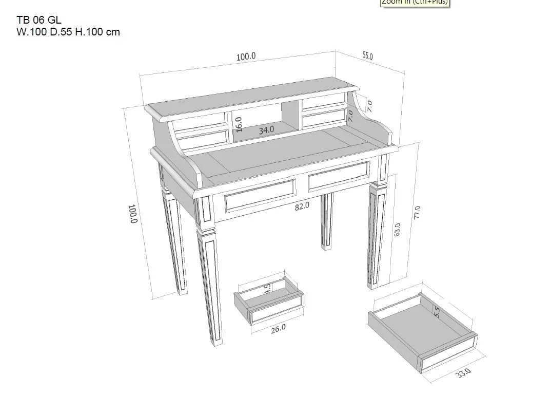 CT Nueva Solid Mahogany Timber 6 Drawer Desk