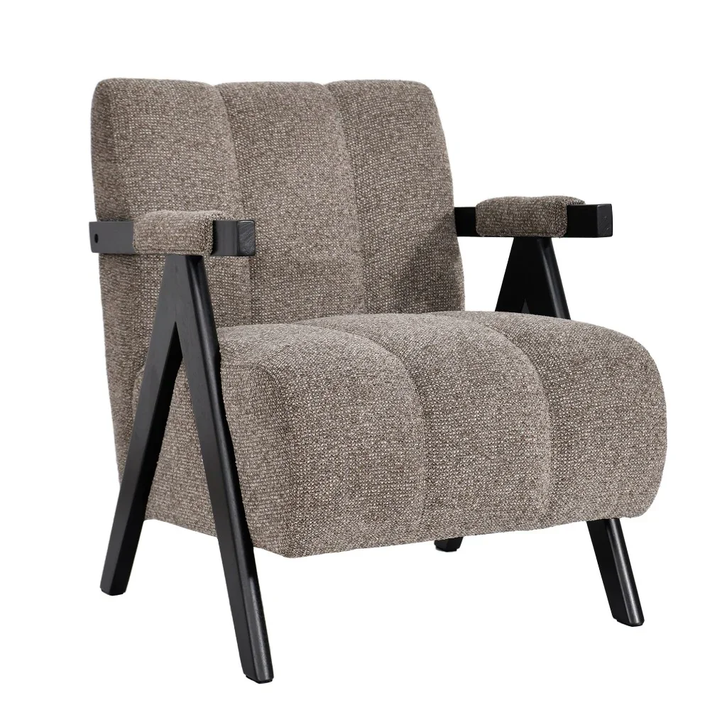 VI Atlas Fabric Upholstered Accent Chair with Footstool - Fawn & Green