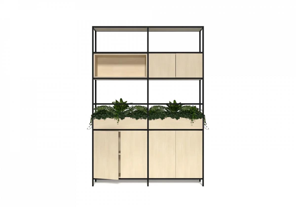 OL Rhodes 6 Door 2 Bay Credenza with 6 Planter Box