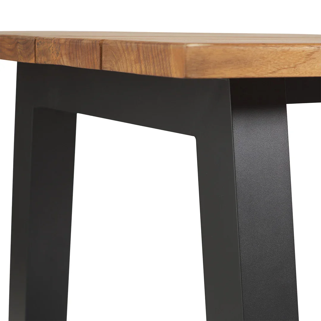 SH Catherine Aluminium Base Timber Top Outdoor Dining Table - Black