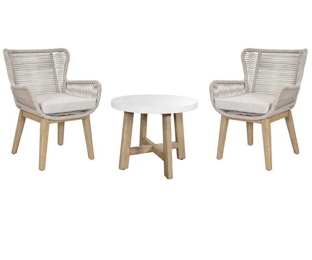 VI Marrakesh Solid Timber 3 Piece Armchair and Side Table Set