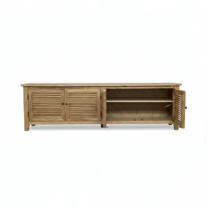 MF Oakwood Louvre Solid Timber TV Unis with Internal Shelves thumbnail 5
