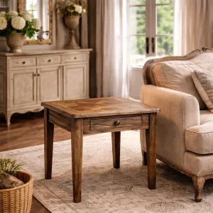 MF Parquetry Recycled Elm Timber 1 Drawer Side Table thumbnail 3
