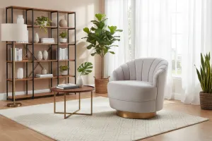 VI Valdes Fabric Upholstered Metal Legs Swivel Chair thumbnail 3