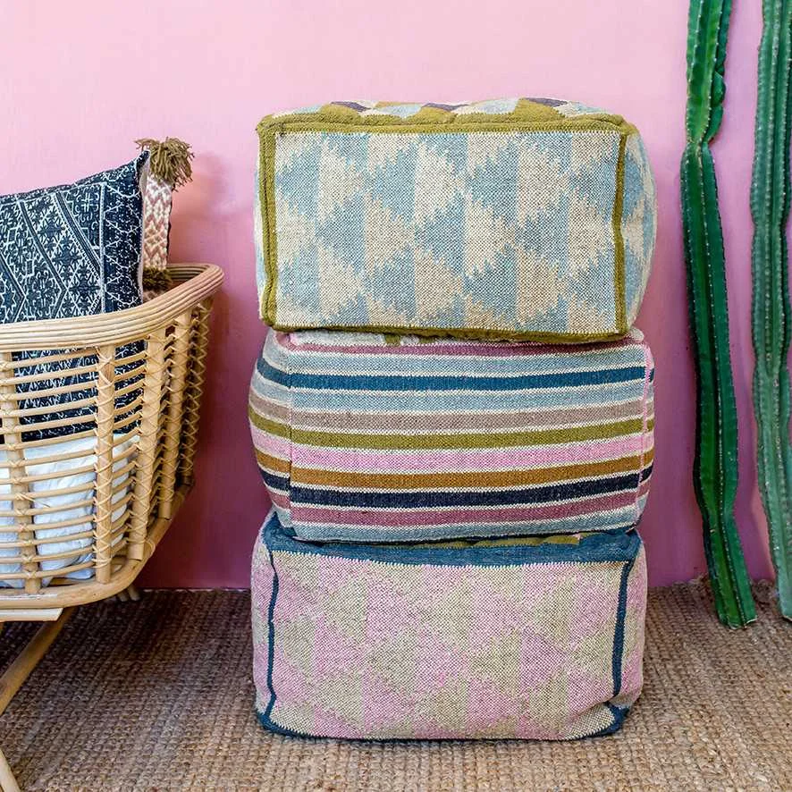 SH Bayu Fabric Upholstered Square Ottoman