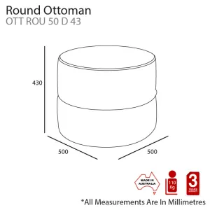 MA Fabric Upholstered Round Ottoman thumbnail 2