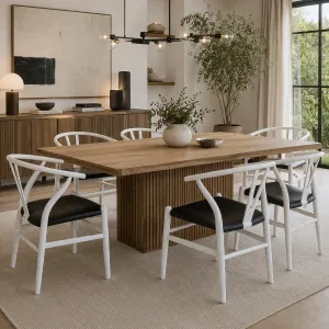 MF Replica Wishbone Timber Frame PU Leather Seat Dining Chair thumbnail 3