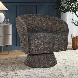 VI Bruno Fabric Upholstered Swivel Accent Chair - Chocolate and Almond thumbnail 1