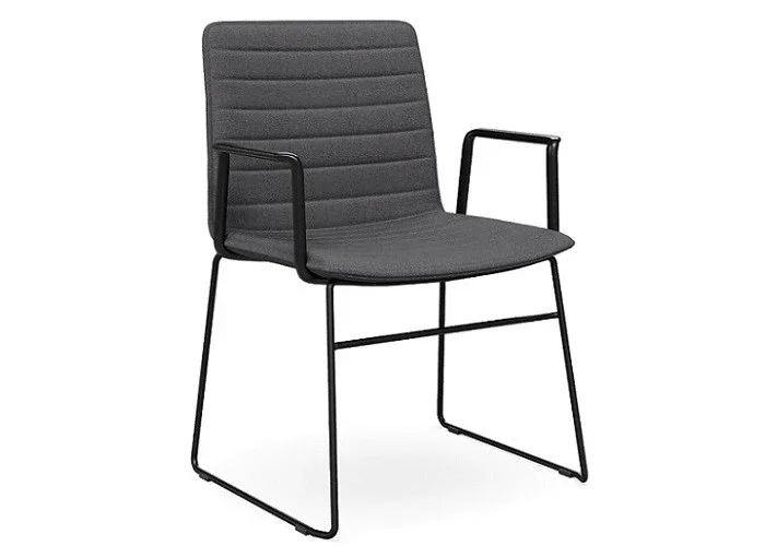 DD Nikola Black Sled Base Fabric Upholstered Chair with Arm Rest