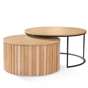 BT Apollo Bay Oak Timber Pleated Coffee Table Set thumbnail 1