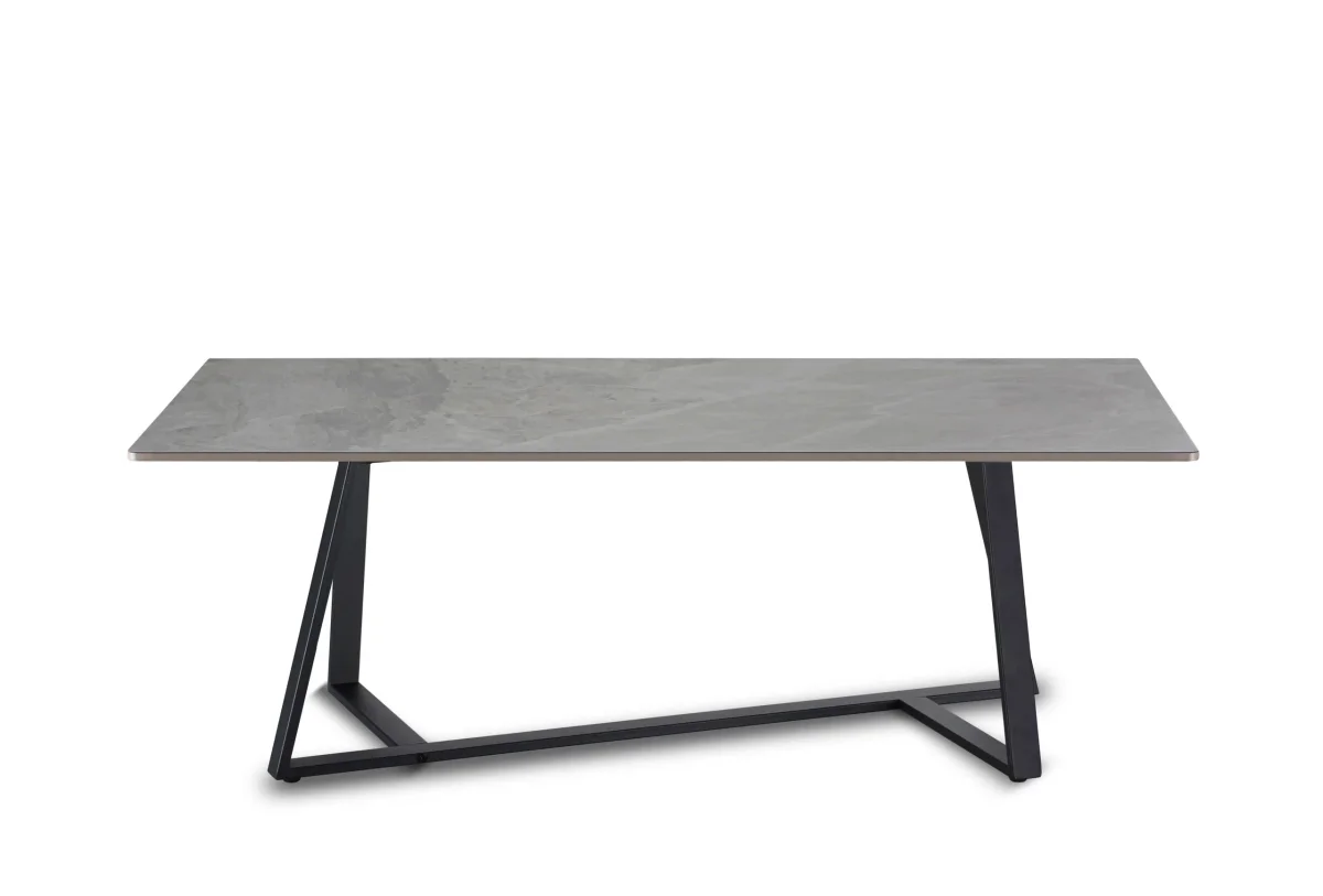 RL Piedra Grey Marble Look Stone Top Metal Leg Coffee Table