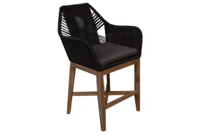 VI Faro Bar Chair Acacia Timber Rope - Black thumbnail 1