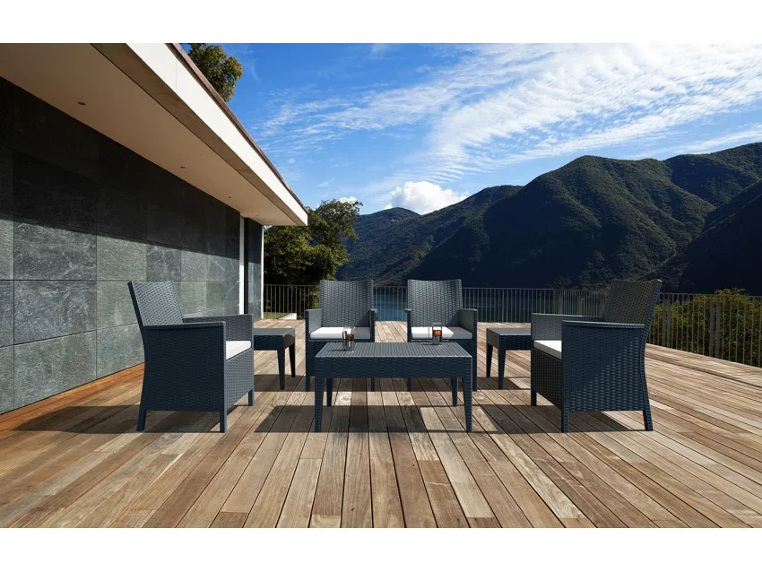 FL 7 Piece Outdoor Lounge with Cushion Setting with Coffee Table and Side Table