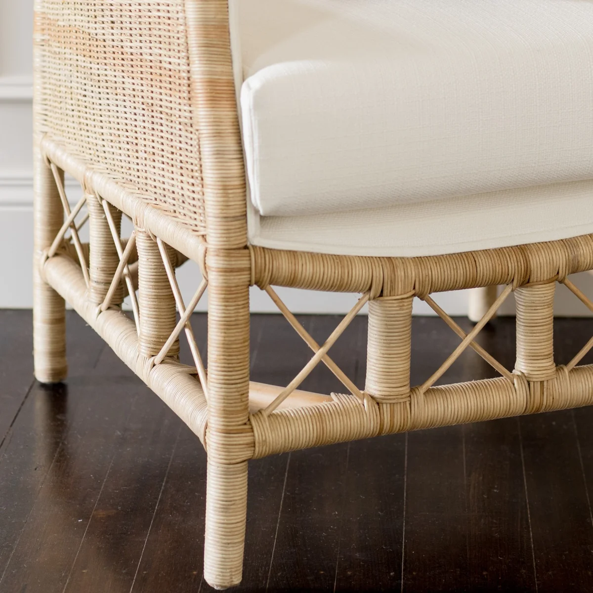 CR Rabana Natural Rattan Fabric Upholstered Armchair