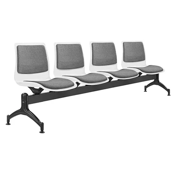 ST Pod Upholstered White Plastic Shell 4 Seater Beam Seating