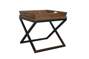 VI Crisscross Solid Timber Top Metal Frame Side Table thumbnail 3