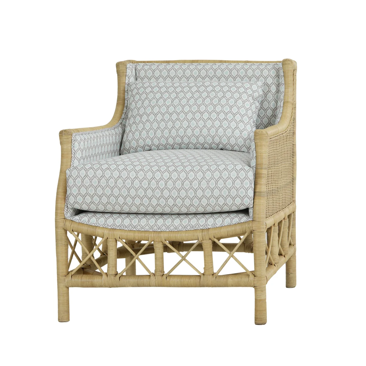 CR Rabana Natural Rattan Fabric Upholstered Armchair