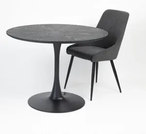 VI Polka Fabric Upholstered Metal Leg Dining Chair thumbnail 4