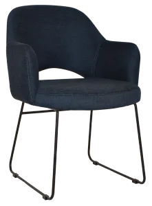 EZ Albury Black Metal Sled Base Upholstered Hospitality Dining Armchair thumbnail 17