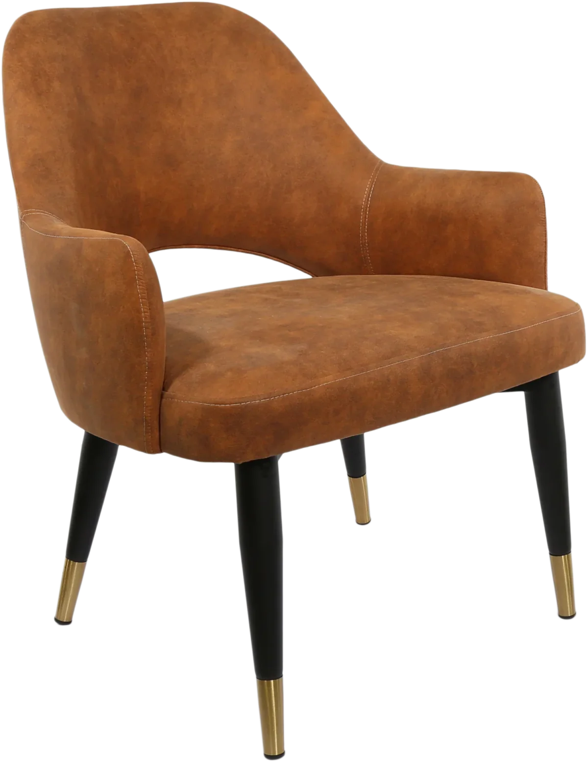 FL BonBon Vinyl Upholstered Black Metal Legs Brass Tips Hospitality Chair