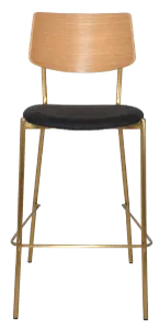 EZ Texas Brass Leg Barstool with Natural Veneer Back thumbnail 13
