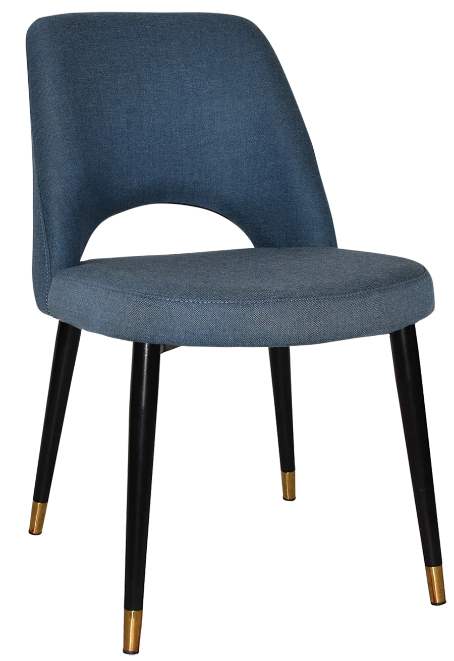 EZ Albury Black Stainless Steel Brass Top Leg Upholstered Hospitality Dining Chair