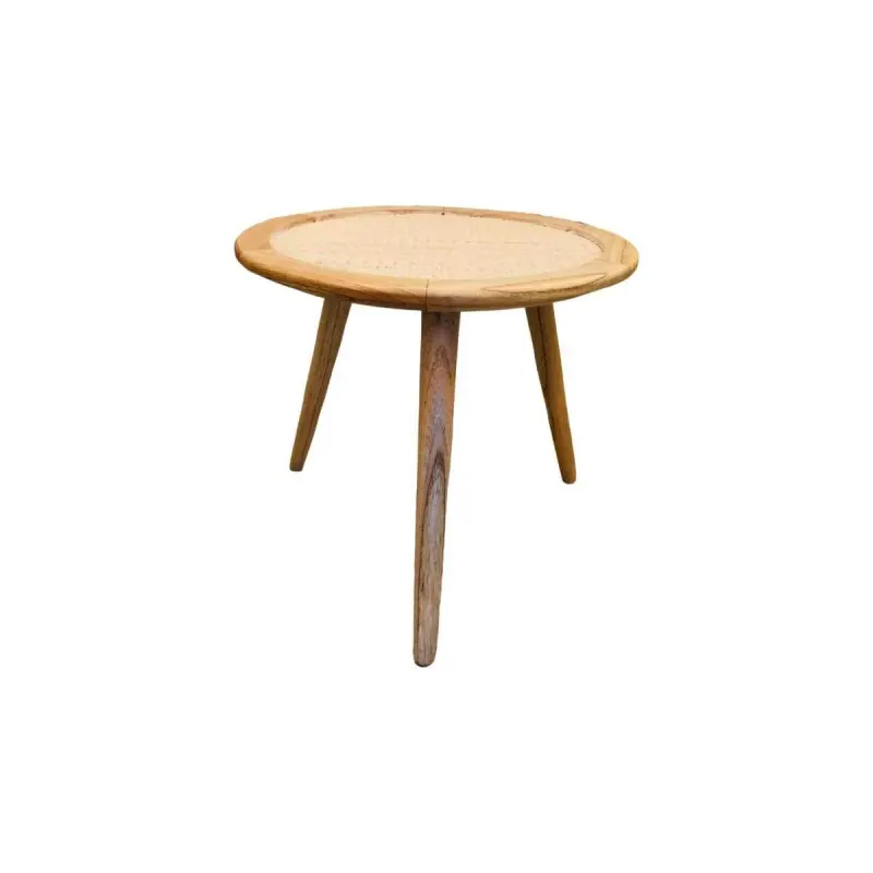 CR Rainbow Timber with Rattan Round Side Table