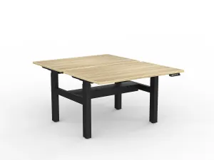 OL Agile 2 Column Electric Height Adjustable Shared Desk Oak Top Black Frame thumbnail 9