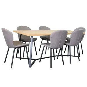 BT April Metal Leg Timber Veneer Top Dining Table with 6 Maya Chairs Set thumbnail 2