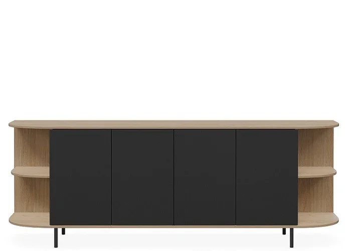 DD Mila 4 Door Credenza Buffet with Absolute Black Doors