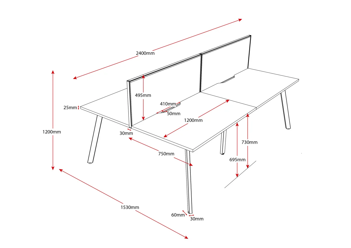 RL Eternity Double Sided Workstation with Black Eco Panel Screen