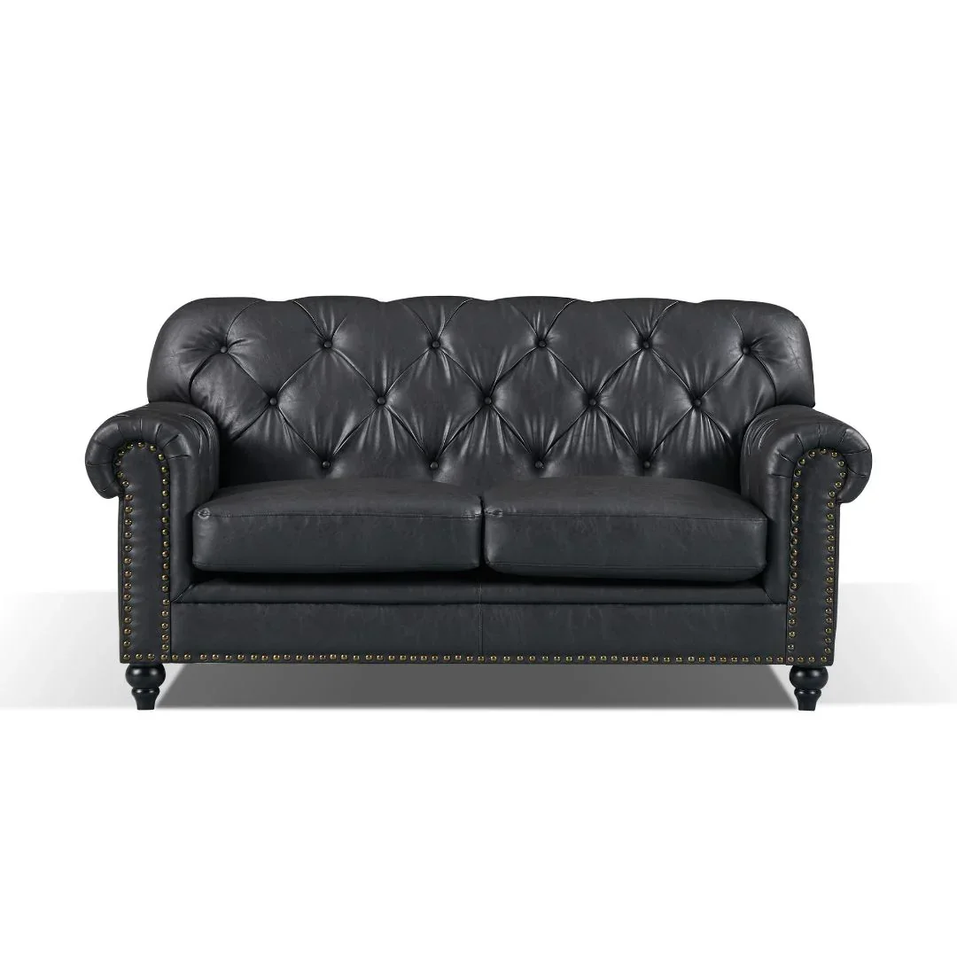 BT Barclay Chesterfield PU Leather Upholstered 2 Seater Sofa