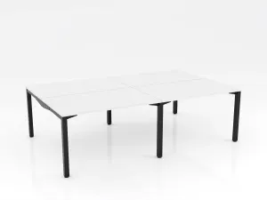 OL Axis Stretch Double Sided 4 Person Desk – White Top with Black Frame thumbnail 5