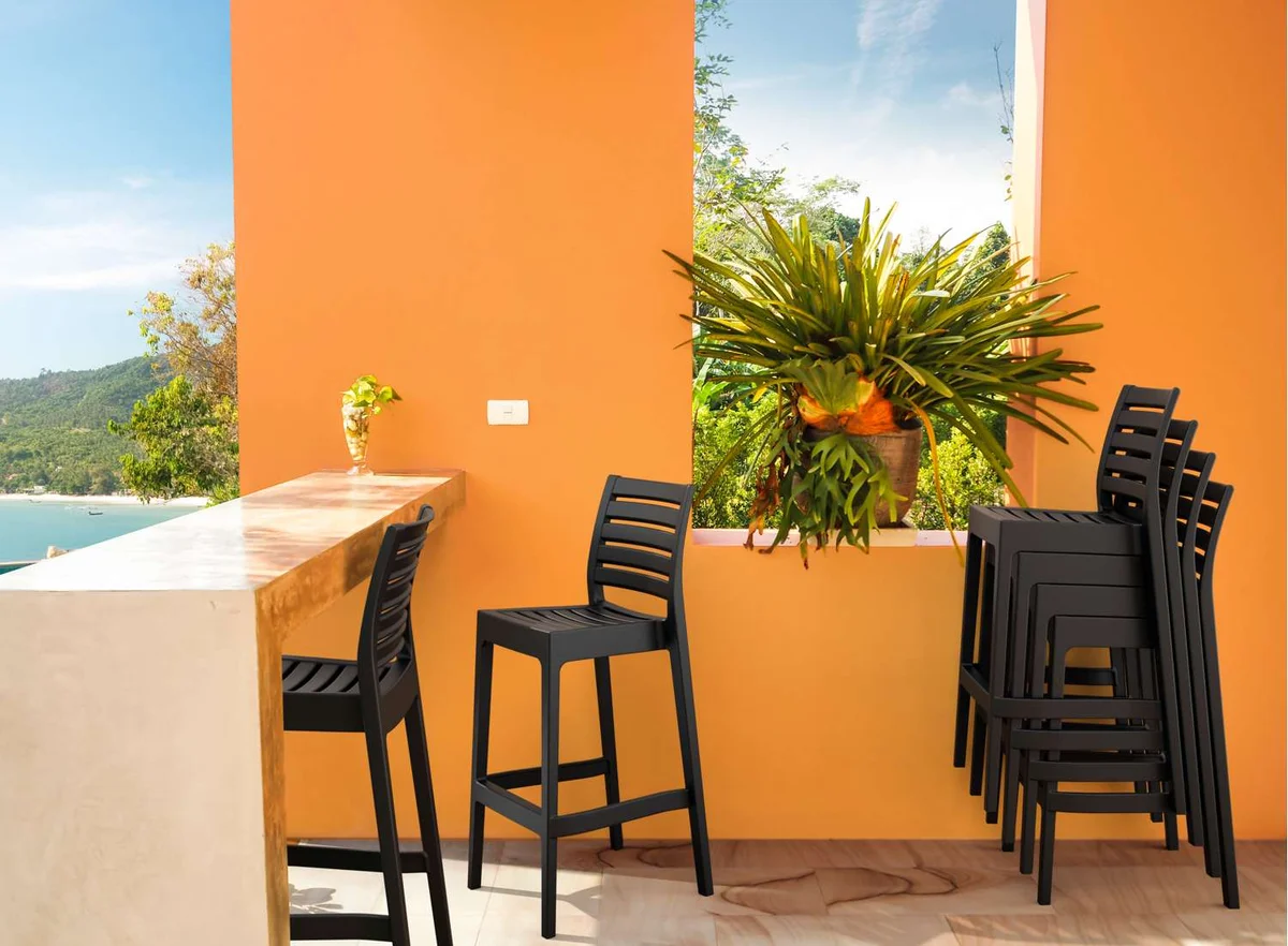 FL 5 Piece Vegas Hospitality Outdoor Extendable Bar Table with Ares Barstools