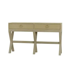 CR Renoir Raffia Solid Timber 2 Drawer Console Table thumbnail 4