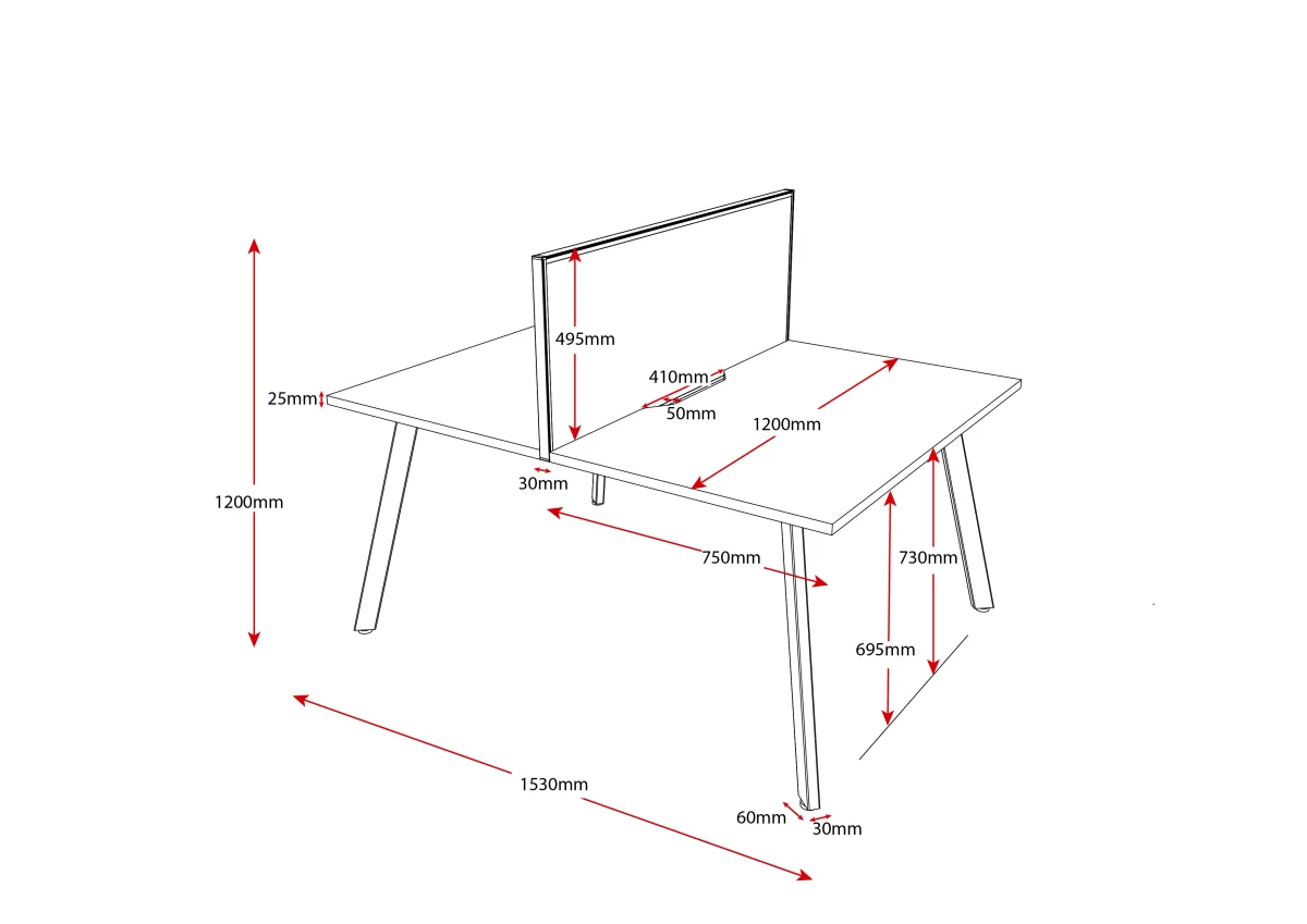 RL Eternity Double Sided Workstation with Black Eco Panel Screen