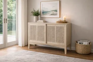 MF Bahamas Solid Oak Timber Rattan Sliding Door Cabinet thumbnail 5